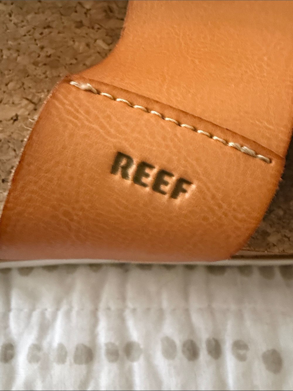 REEF Women's Tan Leather Slide Sandals - Comfortable Platform - Picture 3 of 5